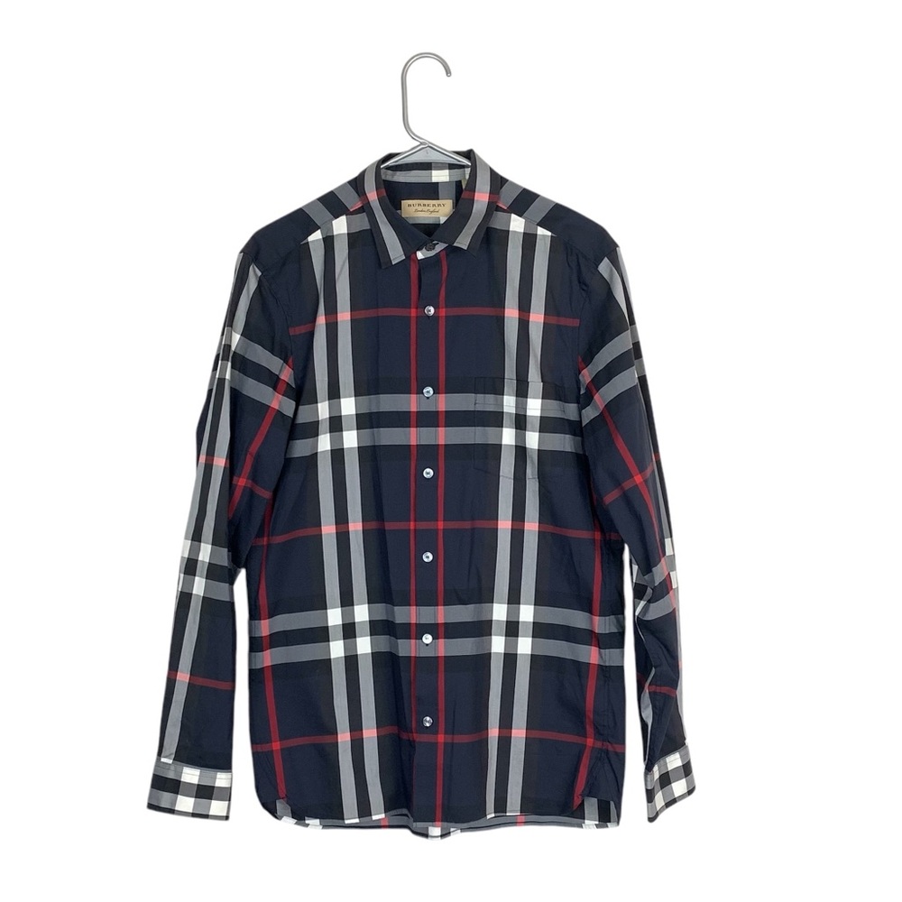 Burberry Black and Red Plaid Casual Button Down Shirt